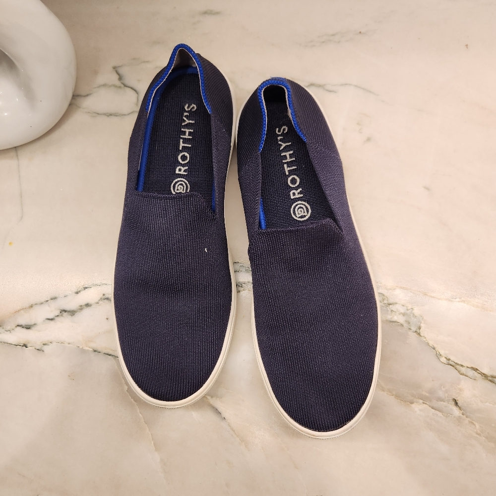 Rothys The Sneaker's Classic Slip On Navy Blue Size 9 Women's